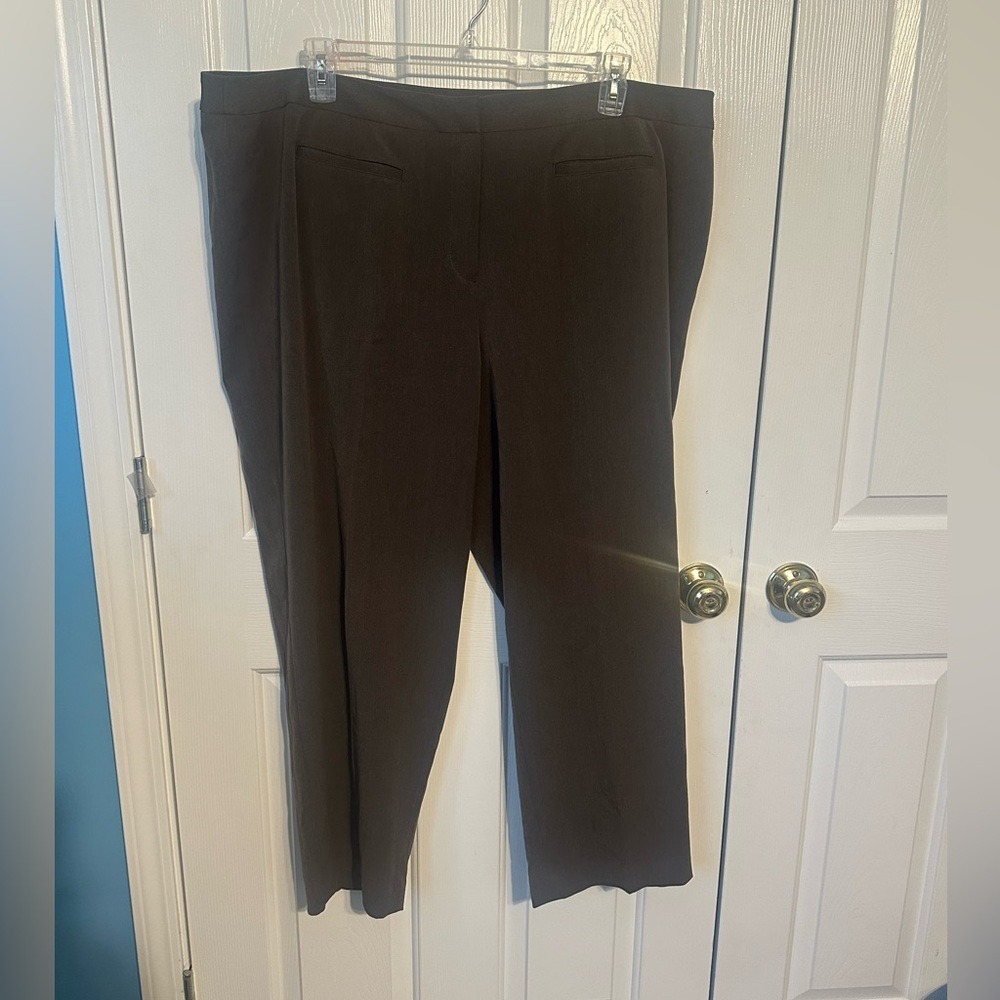 Liz Claiborne Audra Brown Dress Pants Womens Petite 24 Straight Leg Trousers